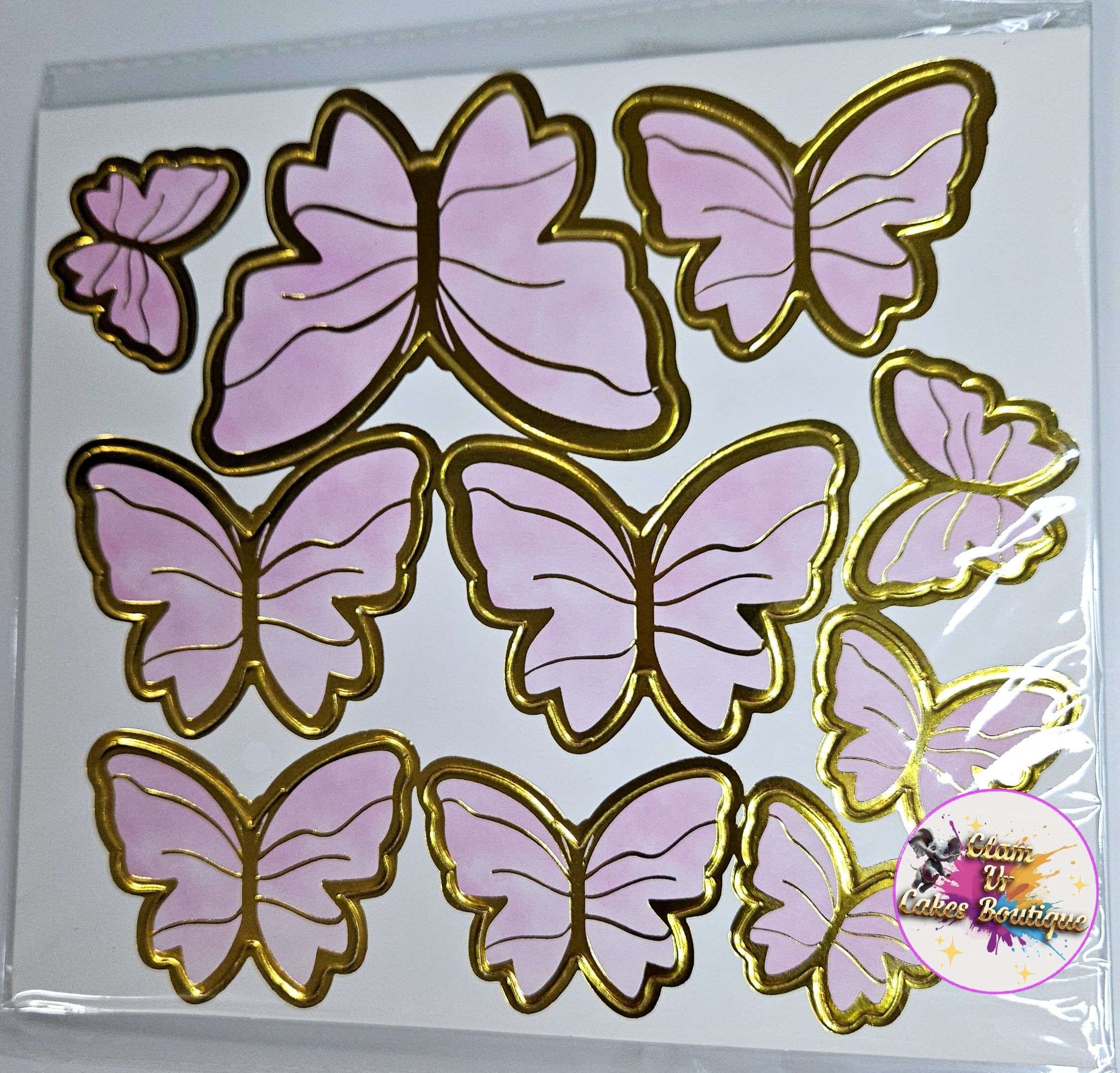 Light pink gold border butterflies