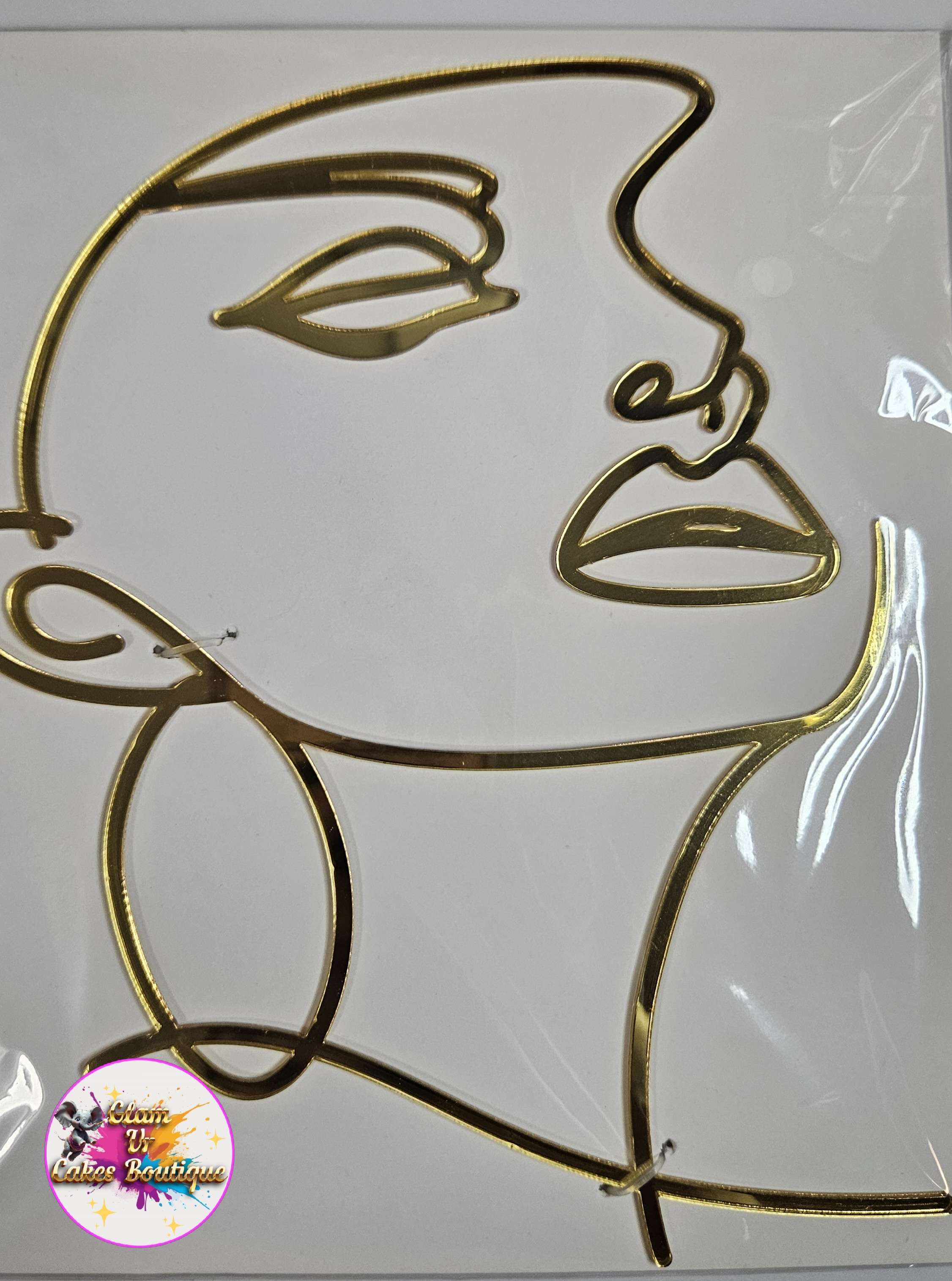 Gold face cake deco topper