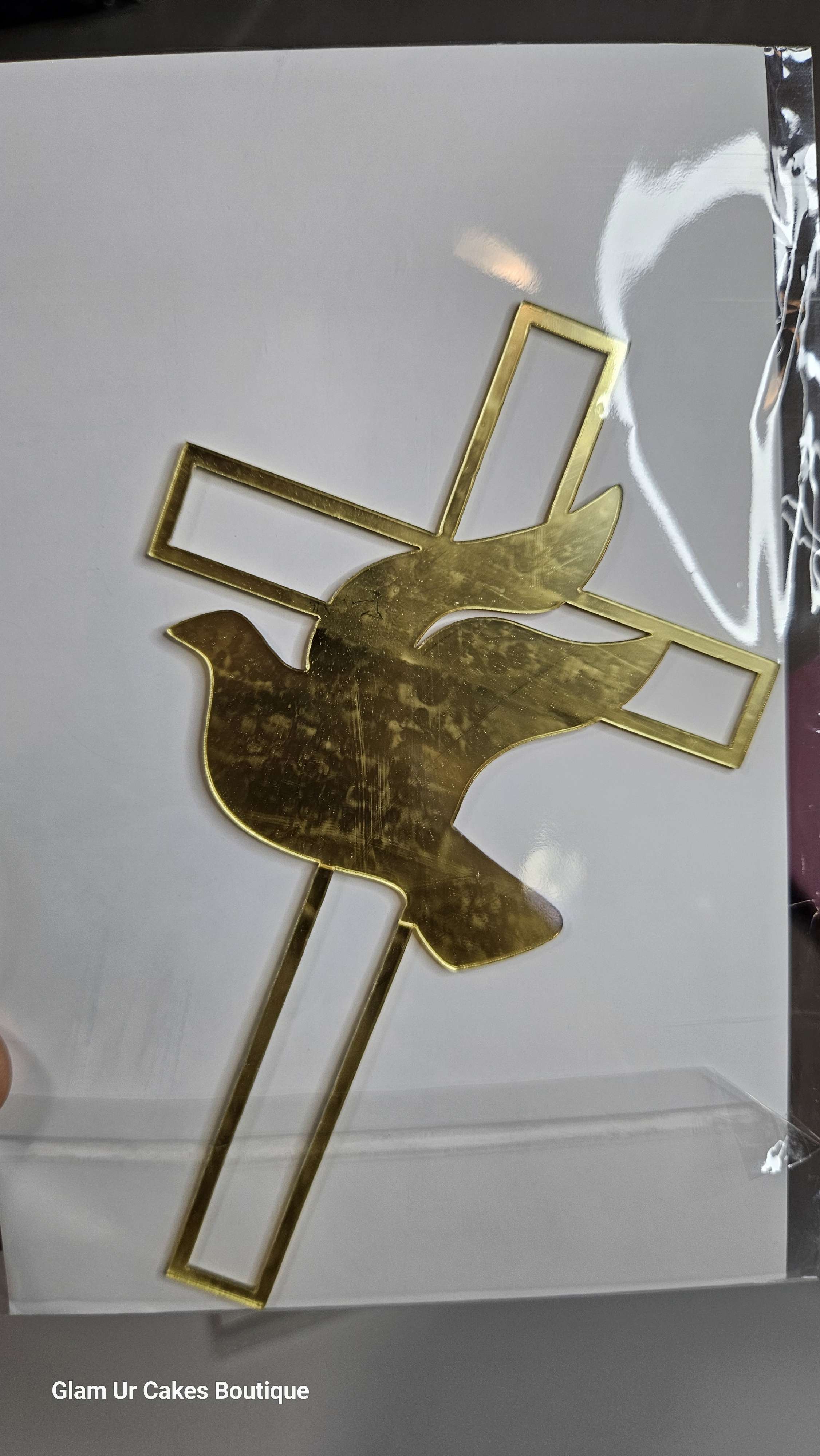 Gold christening cake topper