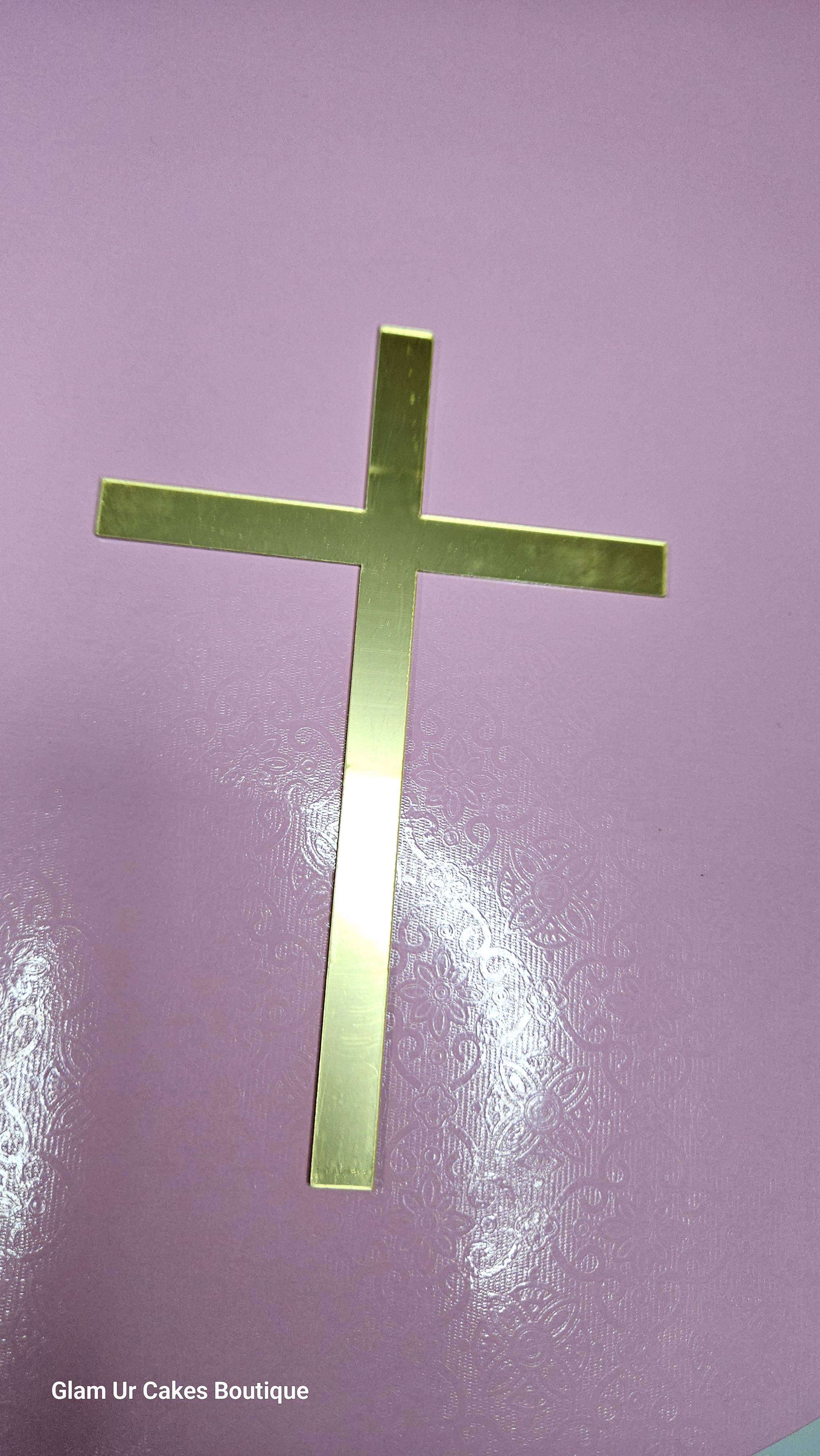 Acrylic Gold Cross cake topper