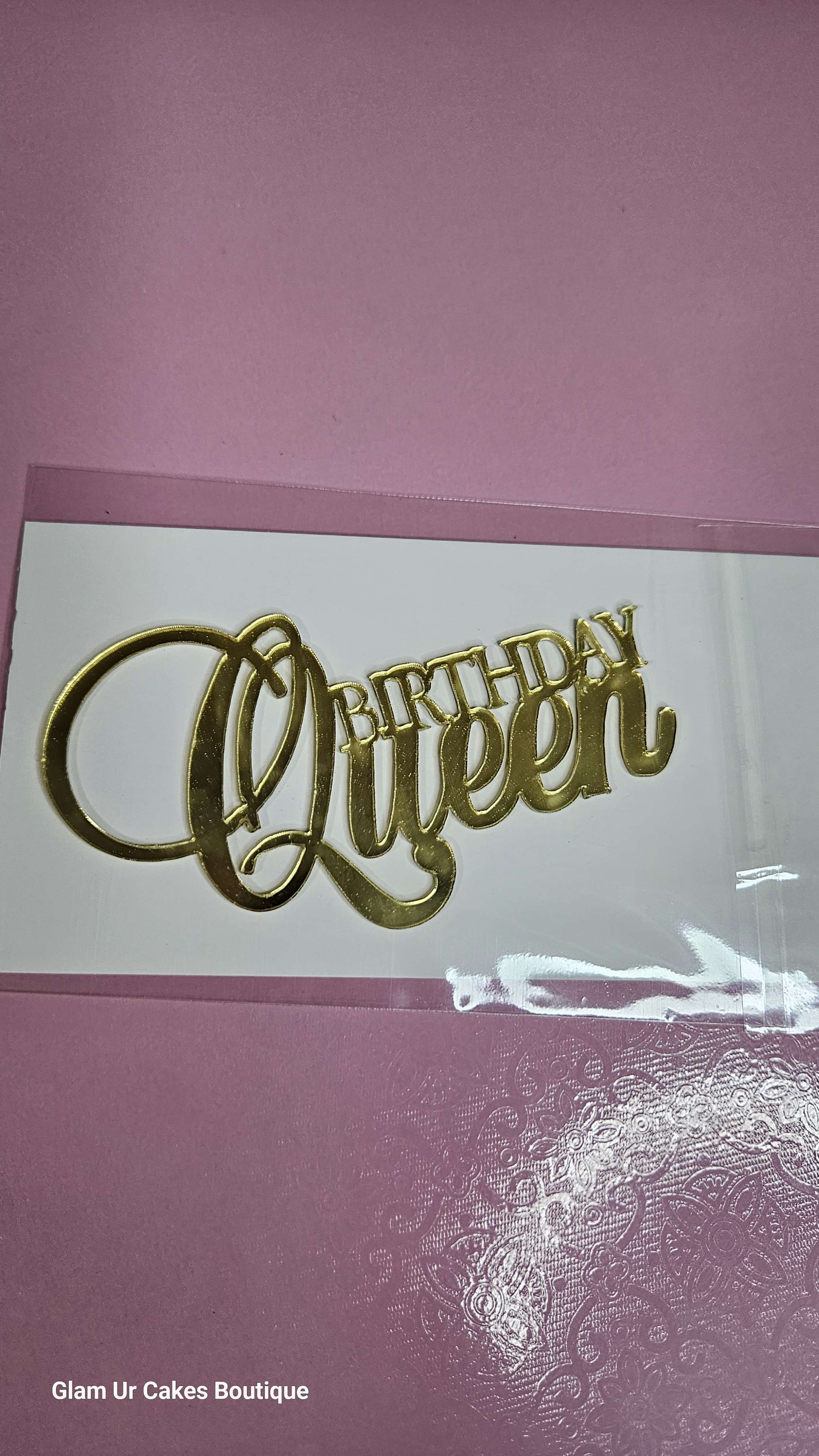 Acrylic gold HBD Queen cake topper