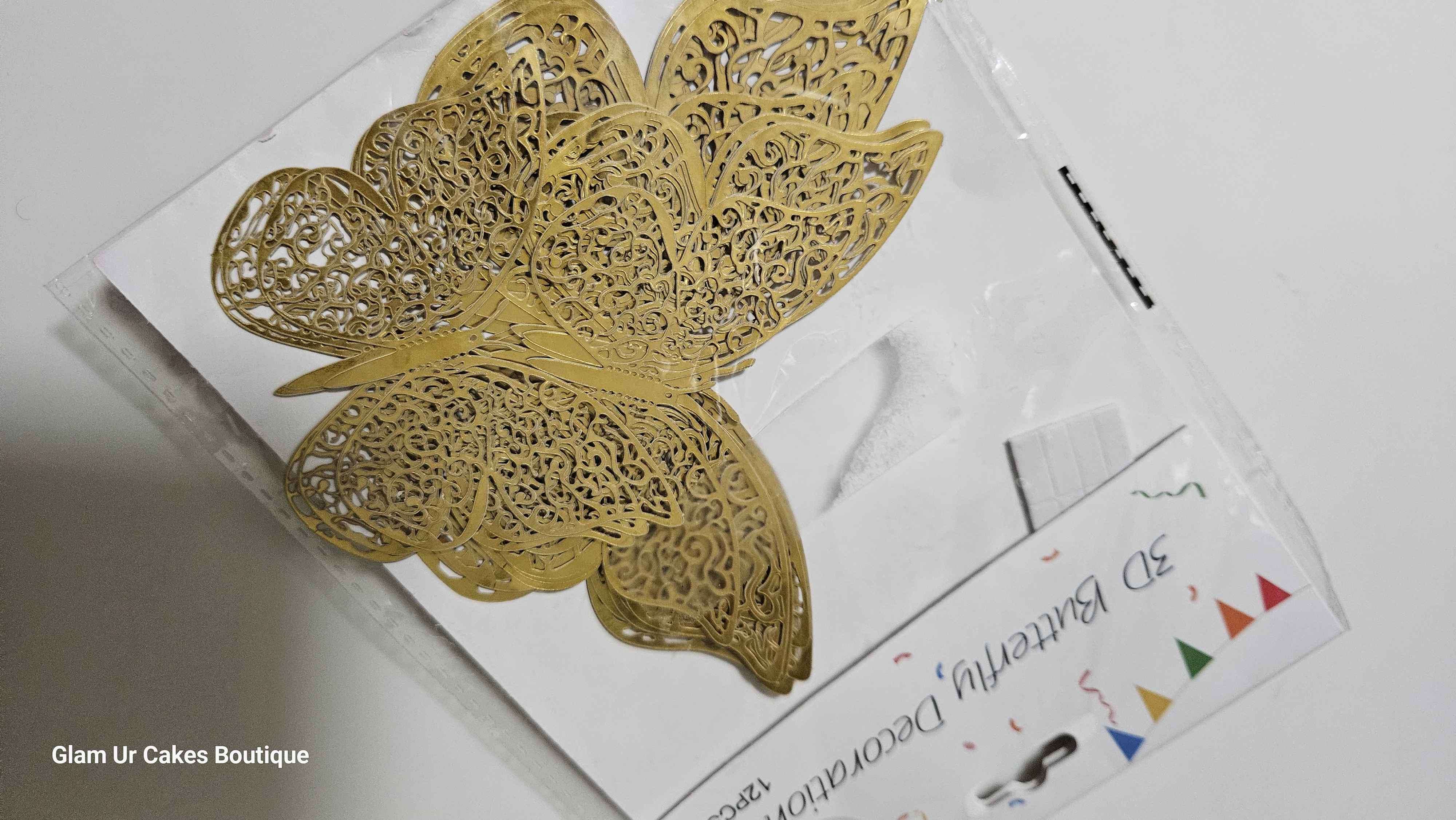 12pc Gold butterflies
