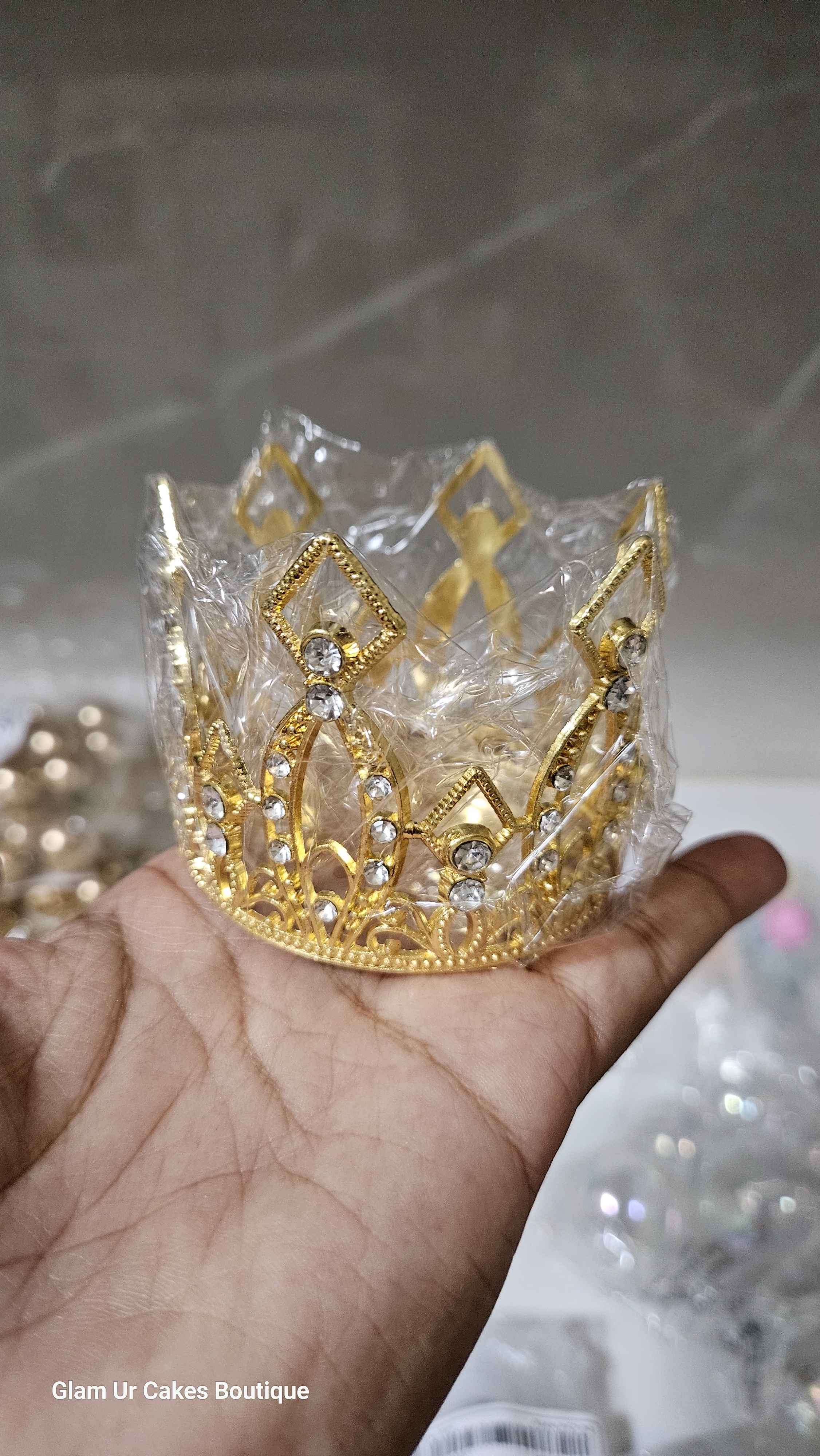 4" gold metal crown with diamonds