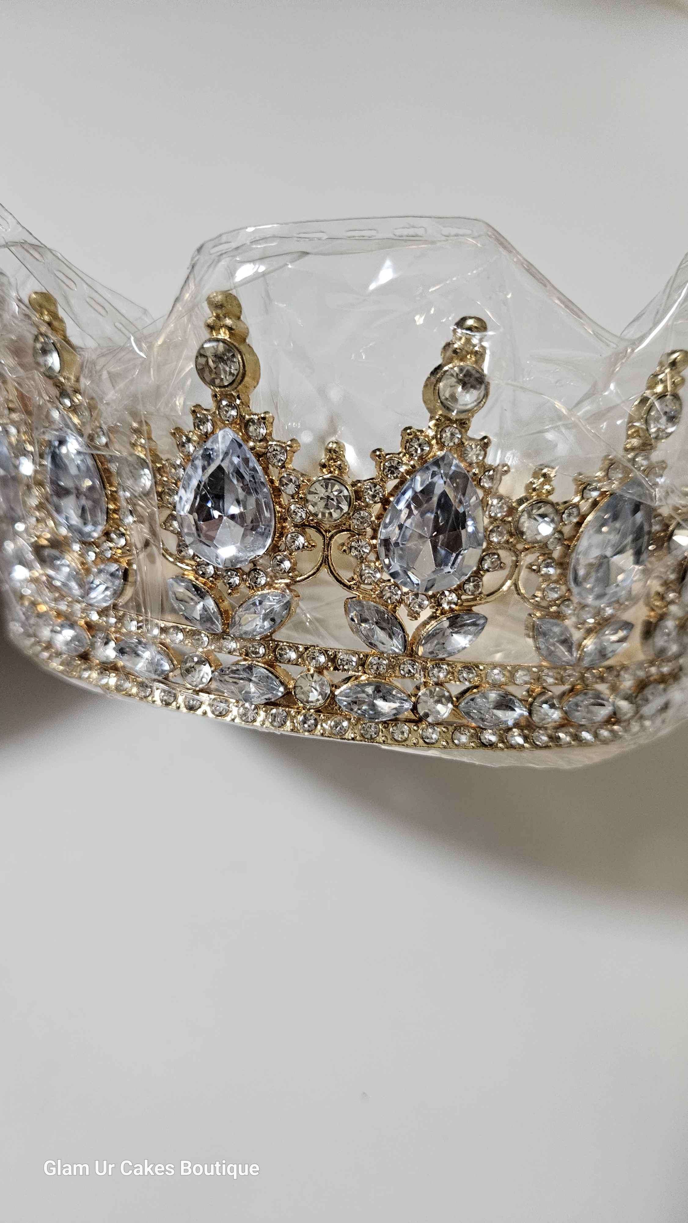 Gold with white stones crown
