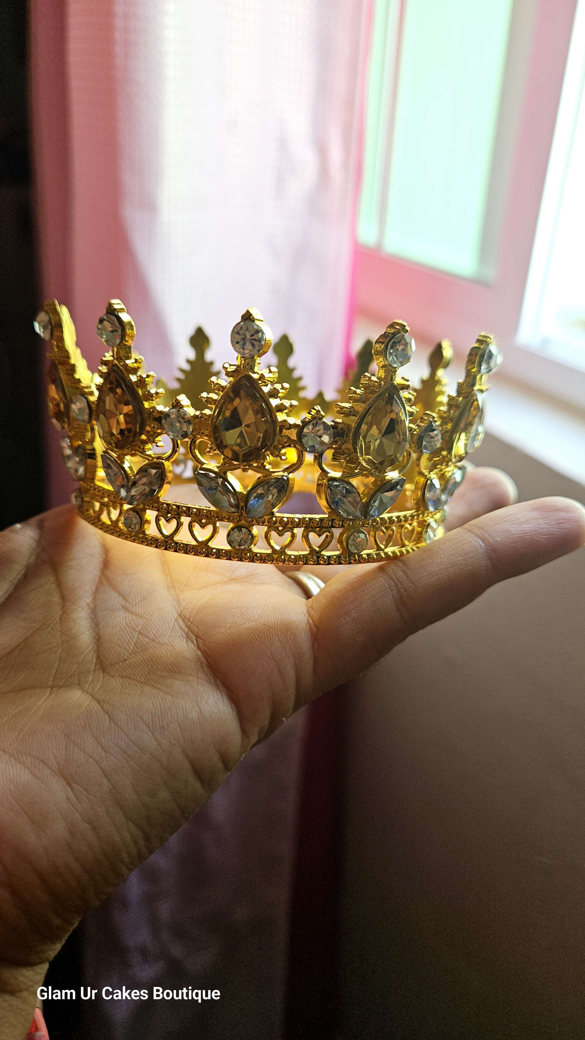 Small Gold crown with yellow stone 3.23 inch